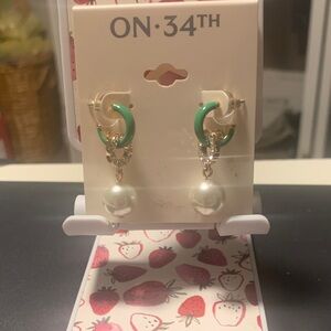 ON 34TH Green and White Pearl Earrings